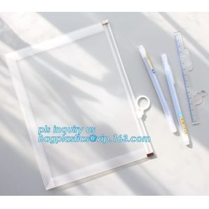 custom stationery frosted pvc bag with slider, Handy briefcase slider bag /