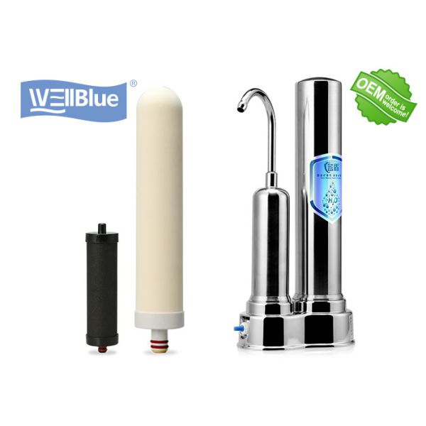 Quality Stainless Steel Color Alkaline Countertop Water Purifier With Ceramic Filter wholesale
