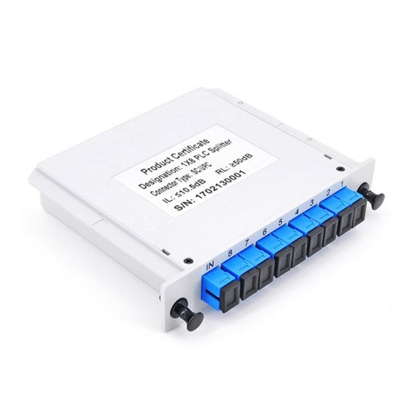 Quality SC/UPC 1 x 8 Fiber Optic PLC Splitter Mini tube Type Splitter Plc Splitter waterproof SC UPC LGX box cassette type wholesale