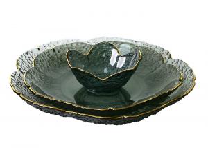 China Set of 4 Hand made shell Shape Smoky Vintage Crystal Fruit plate SGS Approved on sale