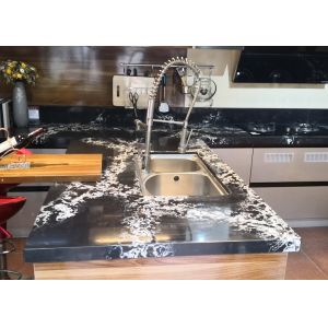 Scratch Resist Honed Black Quartz Countertops Polished Surfaces Finished