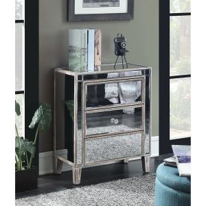 Hot sales 3 drawers silver mirrored nightstand square end table corner table for
