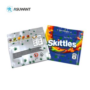 8oz 120mic VMPET Gummies Edibles Pouch Three Edge Sealing