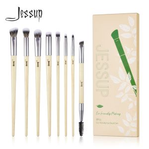 Jessup 8pcs Premium Synthetic Angled Concealer Blending Eyeshadow Duo Eyebrow