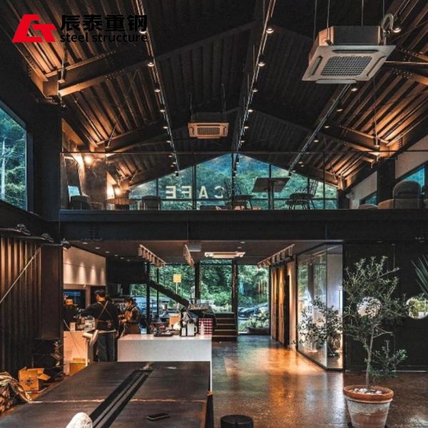 Prefabricated Steel Material Steel Structure Commercial Building Coffee Shop Library