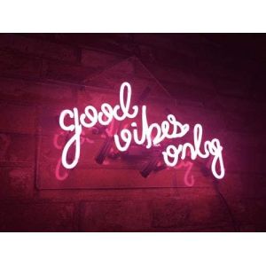 Realwell Pink Good Vibes Only Neon Sign Wall Decor for Room Bar Shop Restaurant