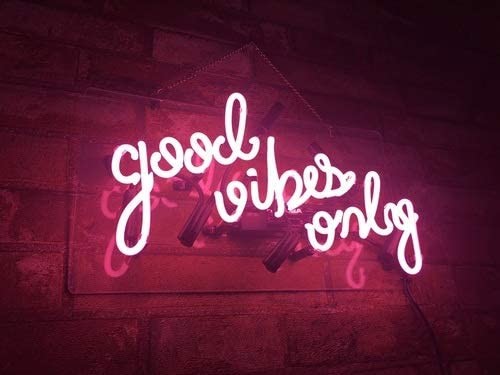 Realwell Pink Good Vibes Only Neon Sign Wall Decor for Room Bar Shop Restaurant