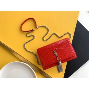 Medium Kate Tassel Red YSL Saint Laurent Woc Zipper Closure