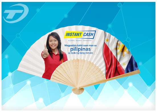 Paper fan with bamboo ribs and paper, can be available in different size and