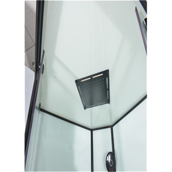 Free Standing Quadrant Shower Cubicles With Transparent Tempered Glass Fixed Panel black aluminium