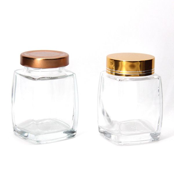 Quality Food Grade 220Ml 280Ml 380Ml 500Ml Vintage Quilted Tea Canister Honey Glass Jar With Lug Cap wholesale
