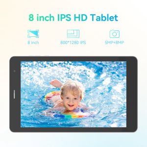 C idea Youth silver 8 Inch Tablet Android 15 with tf card slot, WiFi,8GB +512GB,
