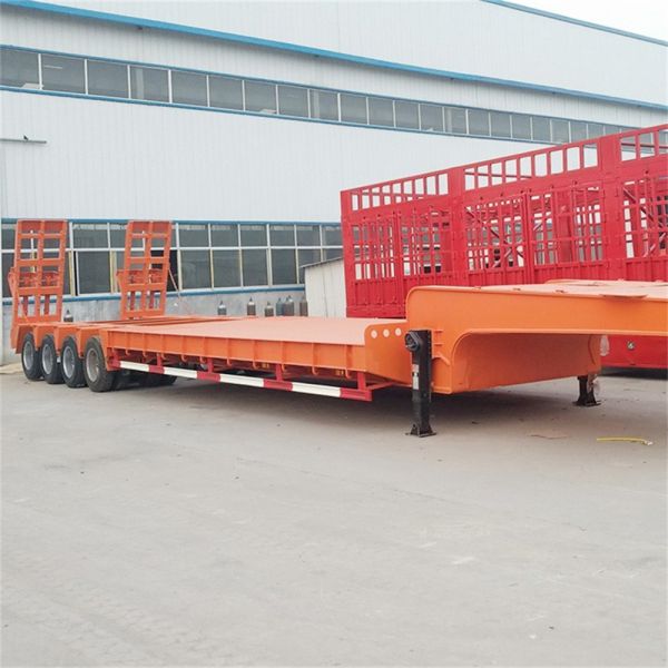 40-100ton Load 4 Axle Low Bed Semi-Trailer with 16 Tires and 12R20 Tire Model JOST Kingpin Bolted or Welded