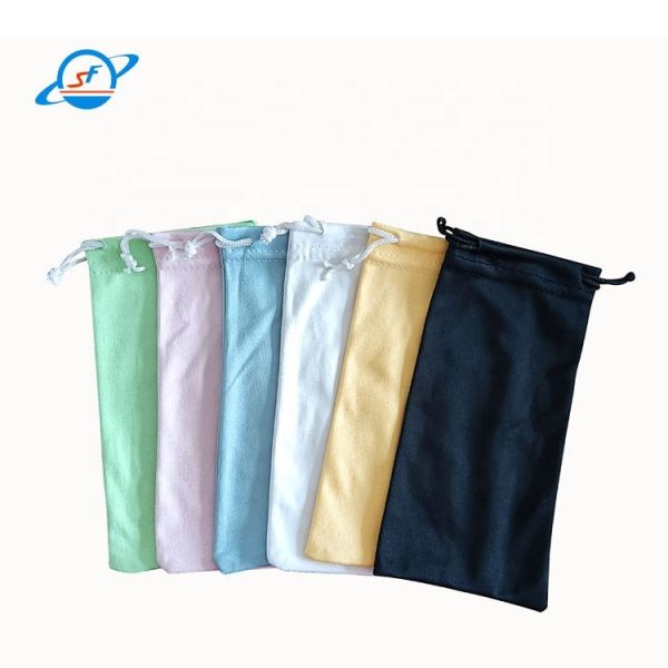 Quality 18*9cm Soft Microfiber Eyeglass Pouch Sunglasses Drawstring Bag Customization wholesale