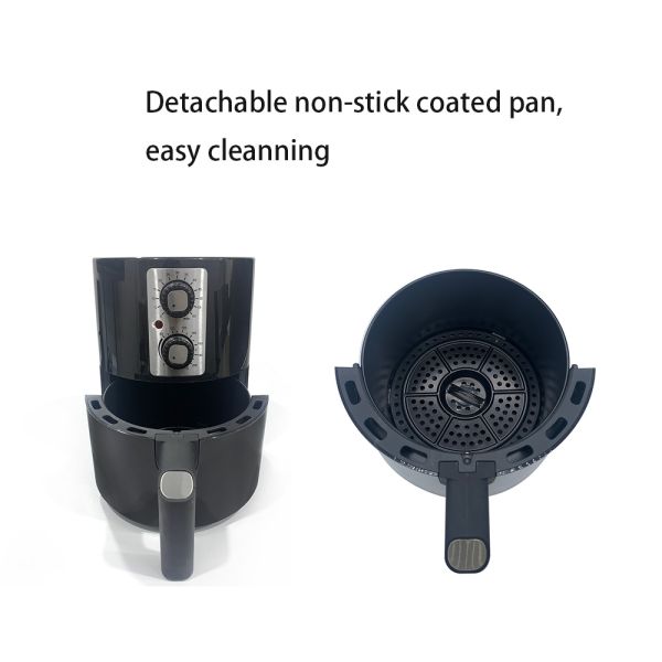 2L Electric Air Fryer With 2 Manual Control Knobs 2QT Household No Oil Home Cooking Fryer