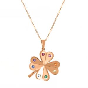 Wholesale 925 Sterling Silver Clover Pendant Necklace with 14K Gold Plated and