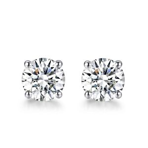18k Gold Moissanite Diamond Stud Earrings White Gold Support Customization
