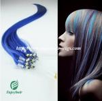 Micro ring loop hair extensions 16"-26"L Malaysian remy hair blue# color hair