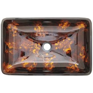 Modern Rectangle Shape Wash Basin Russet Color Black Rectangle Vessel Sink