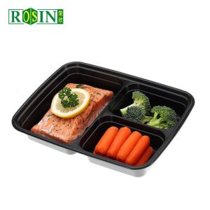 Square 3 Compartment Takeaway Food Container 1000ml Disposable Takeaway