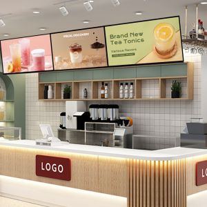 43 Inch Wall Mount Backlit Menu Board - All Black Right Angle Integrated Digital