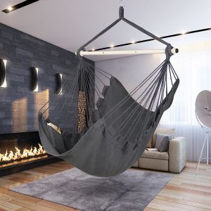 Hammock Chair Hanging Rope Swing - Max 500 Lbs - 2 Cushions Included - Steel