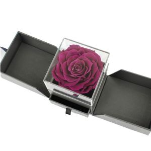 Long Lasting Dried Preserved Rose Gift Box Luxury Design With Drawer Packing