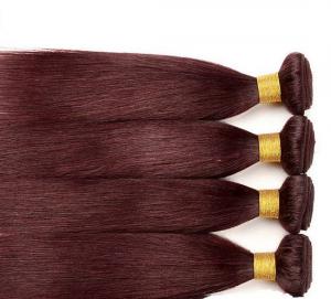 China Red Straight Colored Human Hair Extensions Remy Brazilian Hair Weave Double Strong Weft on sale