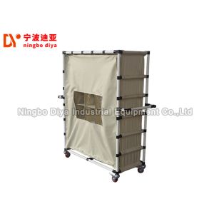 Canvas Turnover Stainless Steel Trolley / Rolling Utility Cart For Workshop