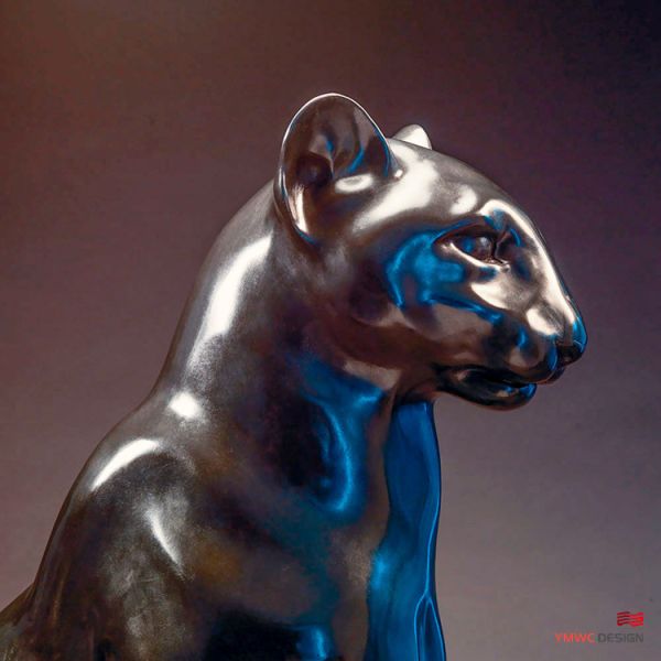 Art Decoration Life-Size Bronze Panther Sculpture with Polished Finish in Custom Color