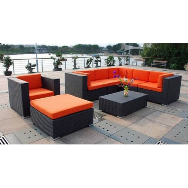 9pcs 2017 rattan wicker modular sofa set ottoman single chair coffee table -