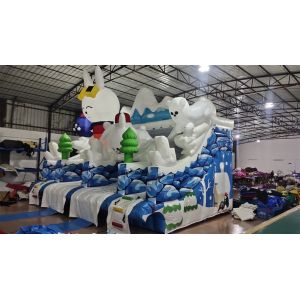Attractive Ice Theme Kids Bouncy Castle With Rabit Inflatable Slide