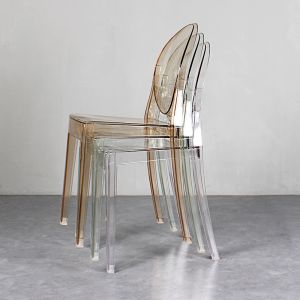 Clear Transparent Banquet Ghost Chair Armless Stacking Accent Chair with Oval