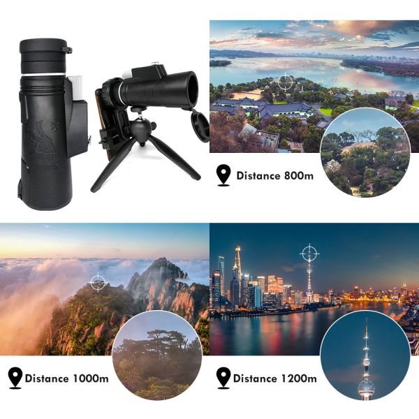 10x42 Cell Phone Camera Telescope Monocular HD Dual Focus Compass