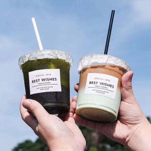 Cheap Custom Printed Bio 100% Compostable PLA Transparent Cup Disposable Smoothie Beverage Ice Coffee Cold Drink To Go Plastic Cup for sale