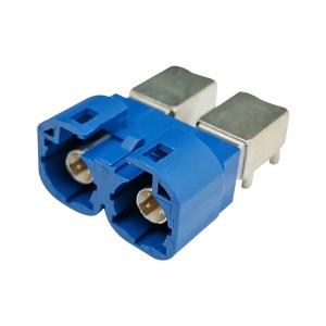 China Signal Blue Right Angle 4 Pin C Code Dual HSD Connector For PCB on sale