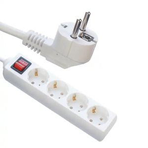 1 Outlets VDE H05vv f 3G1.5 mm Sq 4 Way Power Strip Extension Socket Eu