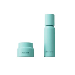 Refillable skincare bottle‌ opaque green skincare containers round shoulder PETG