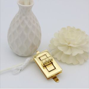 Newest custom simple rectangle light gold bag hardware twist turn locks