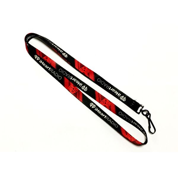 Black J Hook Dye Sublimation Lanyards 10mm Wide For Camping Trade Show