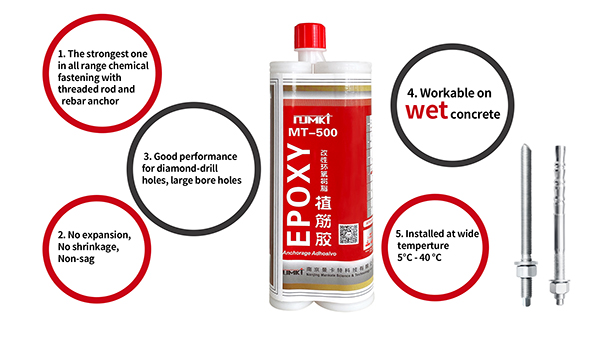 500ml Silicone Sealant Modified Epoxy Resin Injection Cartridge For MT500 ETA Approval