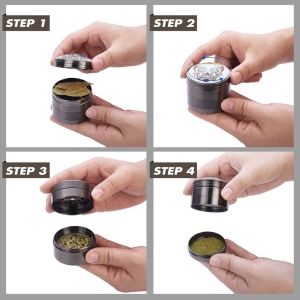 Skull Pattern 2" Aluminum Spice Grinder With Pollen Catcher