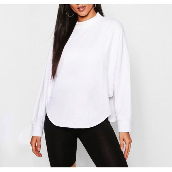 Drop Shoulder Slogan Embroidery Sweatshirt Blank Camo 100% Cotton Womens Oversized Sweatshirt