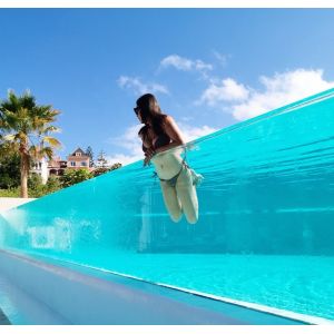 China Durable Family Swimming Pool AUPOOL Modern Design Outdoor Clear Acrylic Swimming Pool on sale