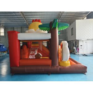 Digital Printing Chicken Cartoon Inflatable Combo Bouncy House With Slide and 3