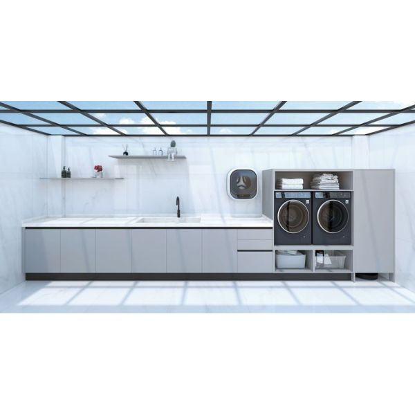 Fadior Elegant Metal Laundry Room Cabinet System With Long White Quartz