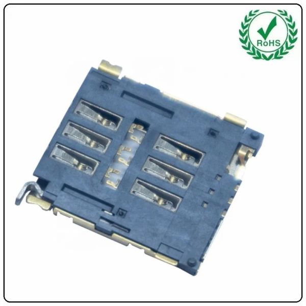 Quality 6pin Sim Card Adapter With Detect , 1.5H Micro Sim Card Connector With Tray wholesale