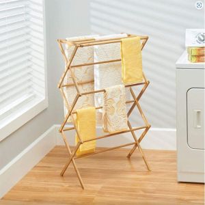 Sustainable Multifunctional Bamboo Vertical Folding Drying Rack and Versatile