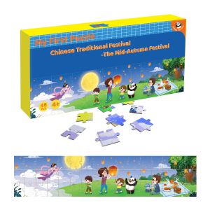 China Jumbo Jigsaw Paper Long 90cm Floor Puzzles for Preschool Learning Educational Toys Chinese Culture The Mid-Autumn Day on sale