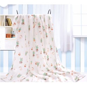 Combed Fiber Light Pink Blue Muslin Swaddle Fabric By The Yard 110GSM